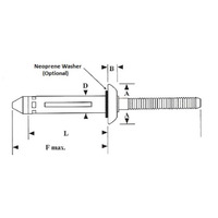 CF-RV6606-6-8W Gesipa Bulb-Tite Blind Rivets, RV6606-6-8W Blind Rivets; 3/16 Inch, (.187 Inch), (.312-.500 Inch G